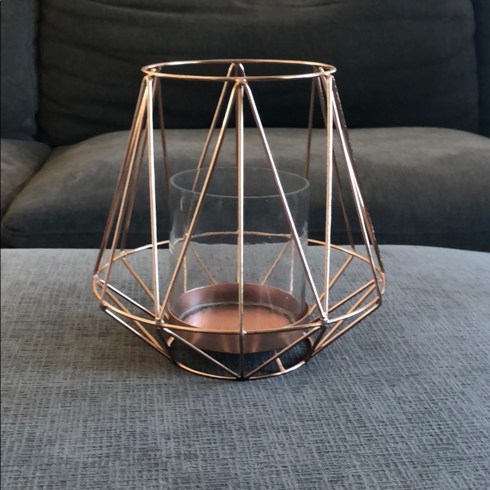 Mid century modern, rose gold, candle holder